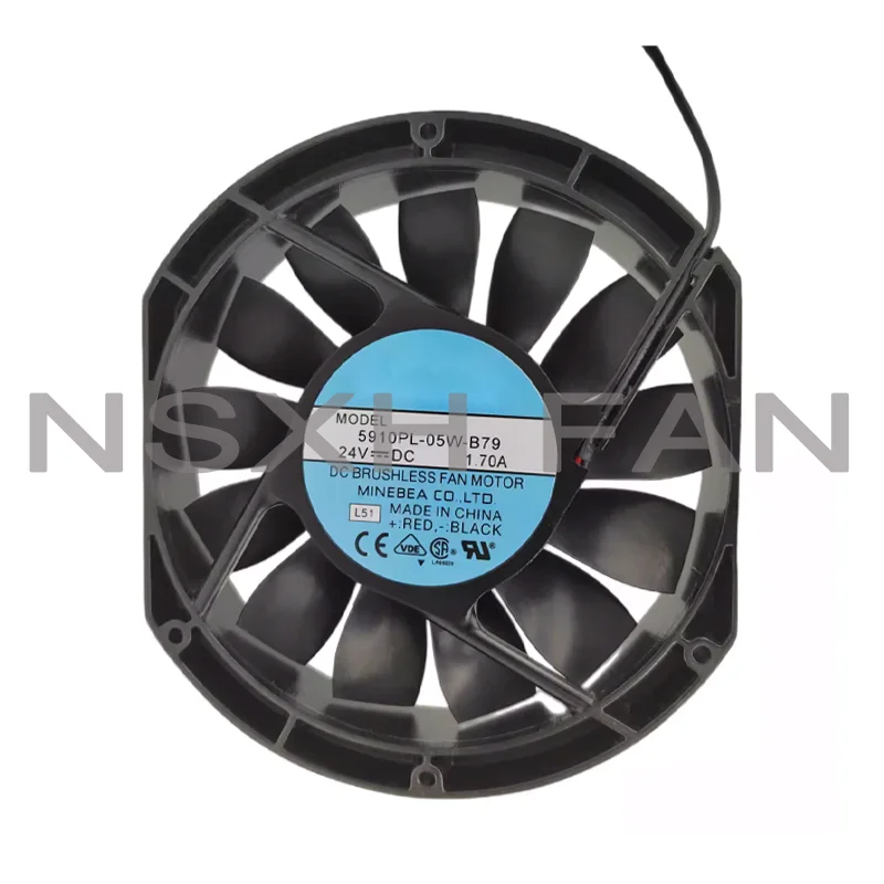 L51 5910PL-05W-B79 24V 1.70A 170x150mm พัดลมทำความเย็นเซิร์ฟเวอร์3สาย