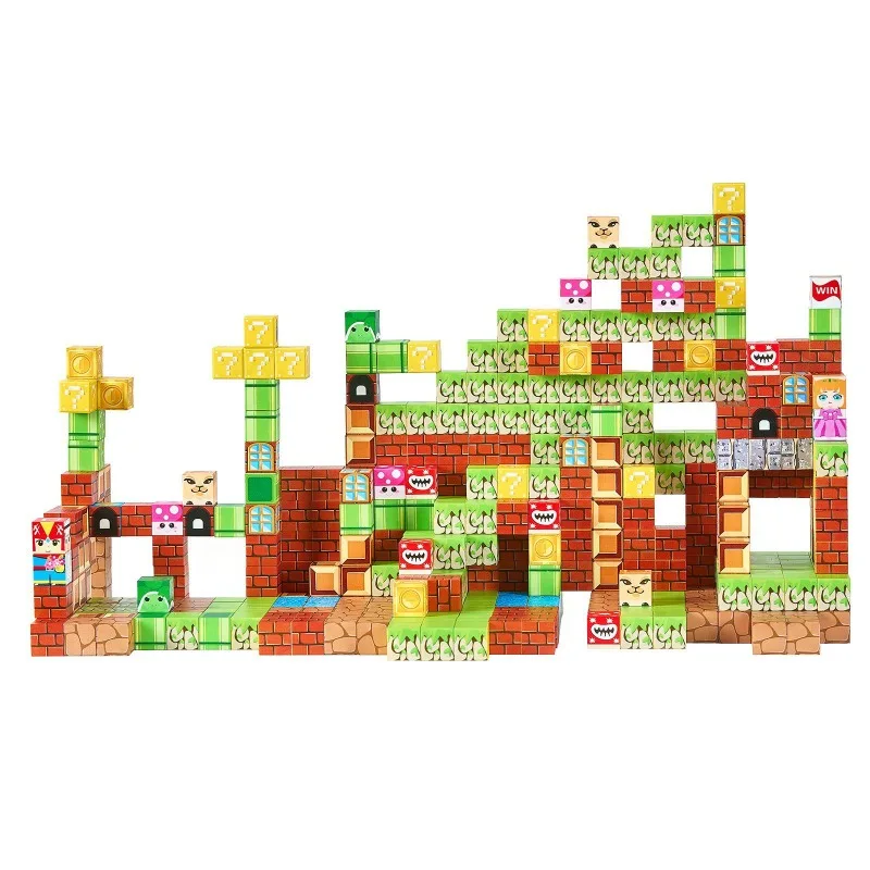100 blocos de construção magnéticos conjunto mario estilo crianças blocos de construção magnéticos haste montessori brinquedos sensoriais