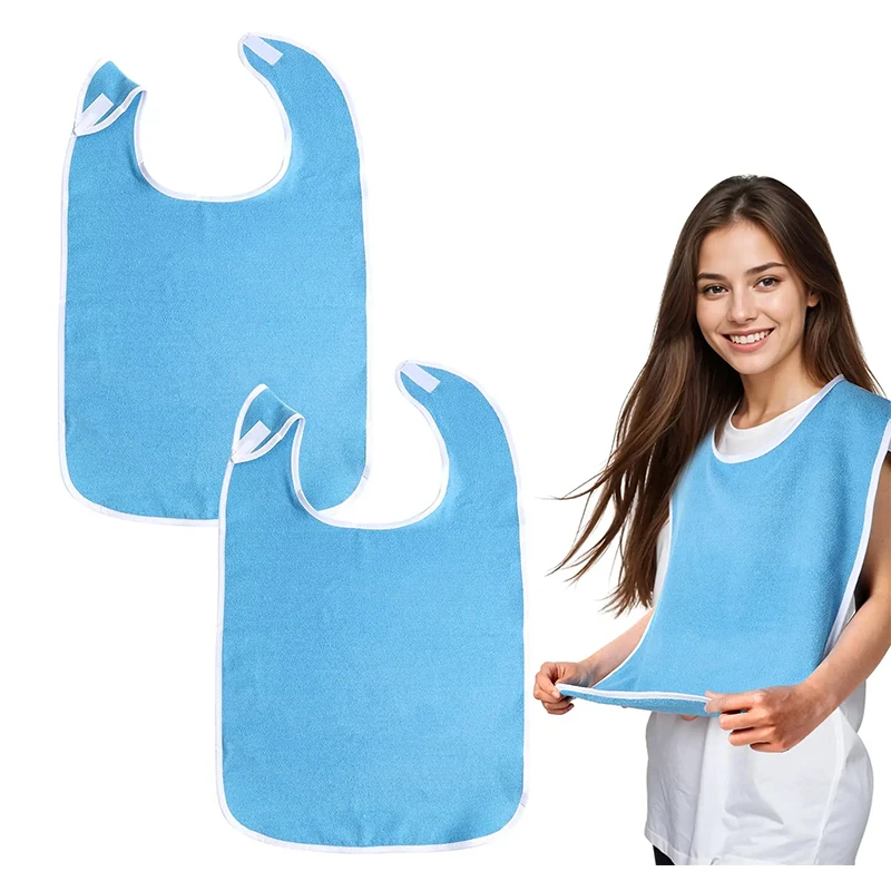 

Adjustable Adult Bib for Women/Men Reusable Clothing Protecto Prevent Drooling Washable Terry Adult Bibs for Sick Adult Eating
