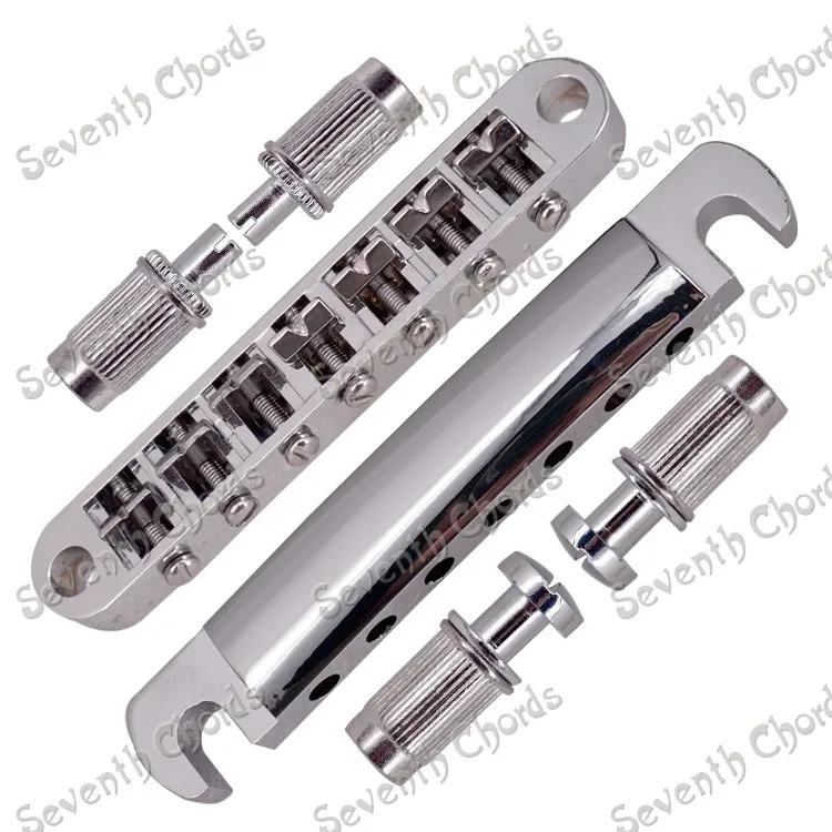 A Set 7 String Tune-O-Matic Bridge And Tailpiece For GB LP Electric Guitar / Chrome and  Black for choose