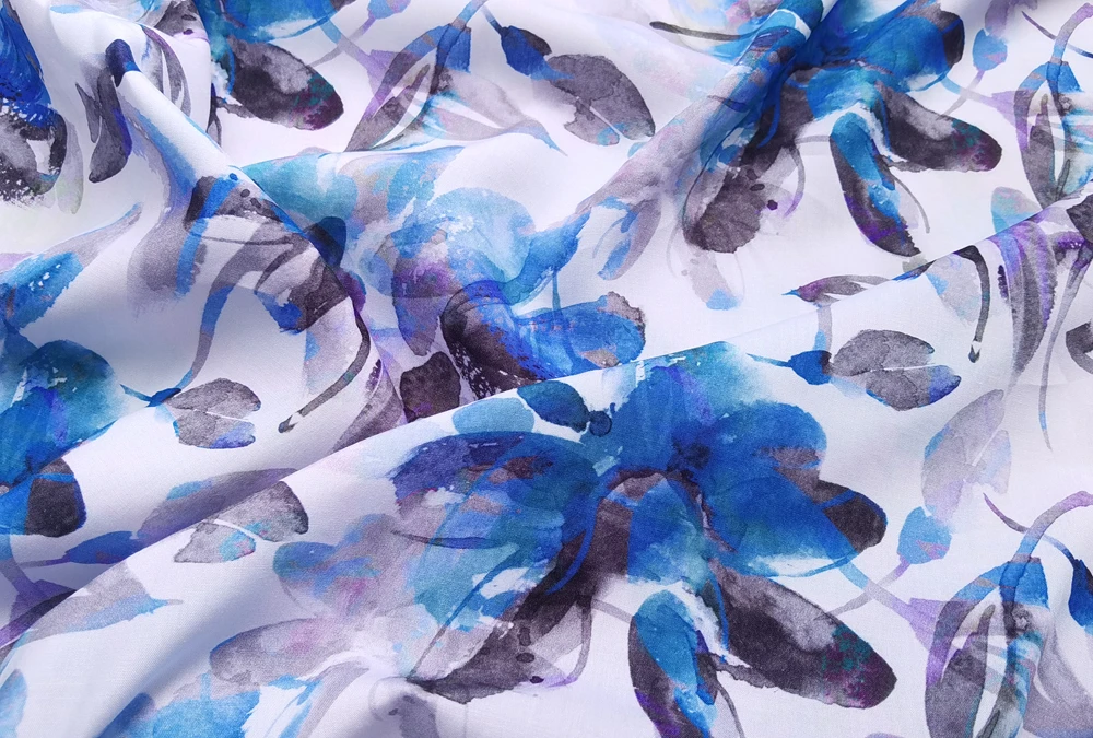 55\'\' Wide By Meter Painting Viscose Fabric Shirt Dress Robe Material Rayon Cotton