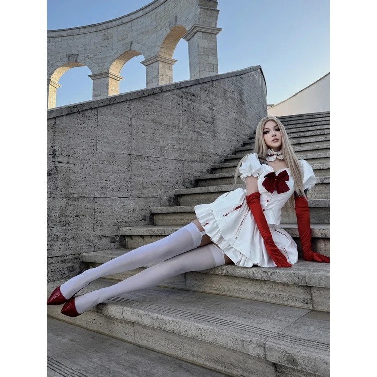 Gothic Sle loween Blood Doll Costume New 205 Stage Performance Dr Maid orm Lolita Skirt for Women Autumn Faion