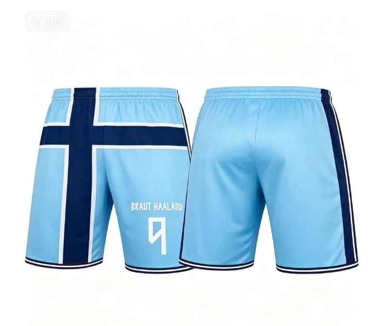 2026 Sommer Norwegen HAALAND 9 Fußballshorts Herren 5 Zoll Trainingsshorts Sportshorts Schnelltrocknende Fußballhosen Herren Sportbekleidung Oberteile – Detail 2