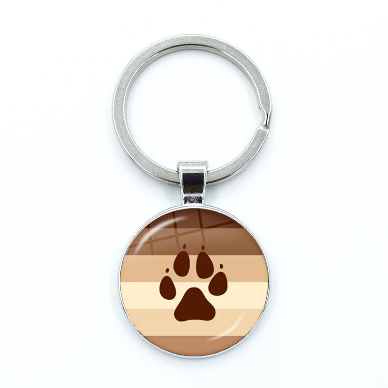 Cartoon Cat Therian Cute Wolf Fox Theta-Delta Sign Aesthetic Glass Dome Key Ring Pendant Children\'s Bag Accessories Gift