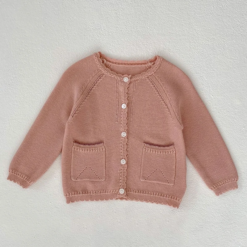 Newborn Baby Girls Long Sleeve Knit Cardigan Coat Autumn New Infant Kids Baby Girls Sweet Solid Color Children Clothes Coat