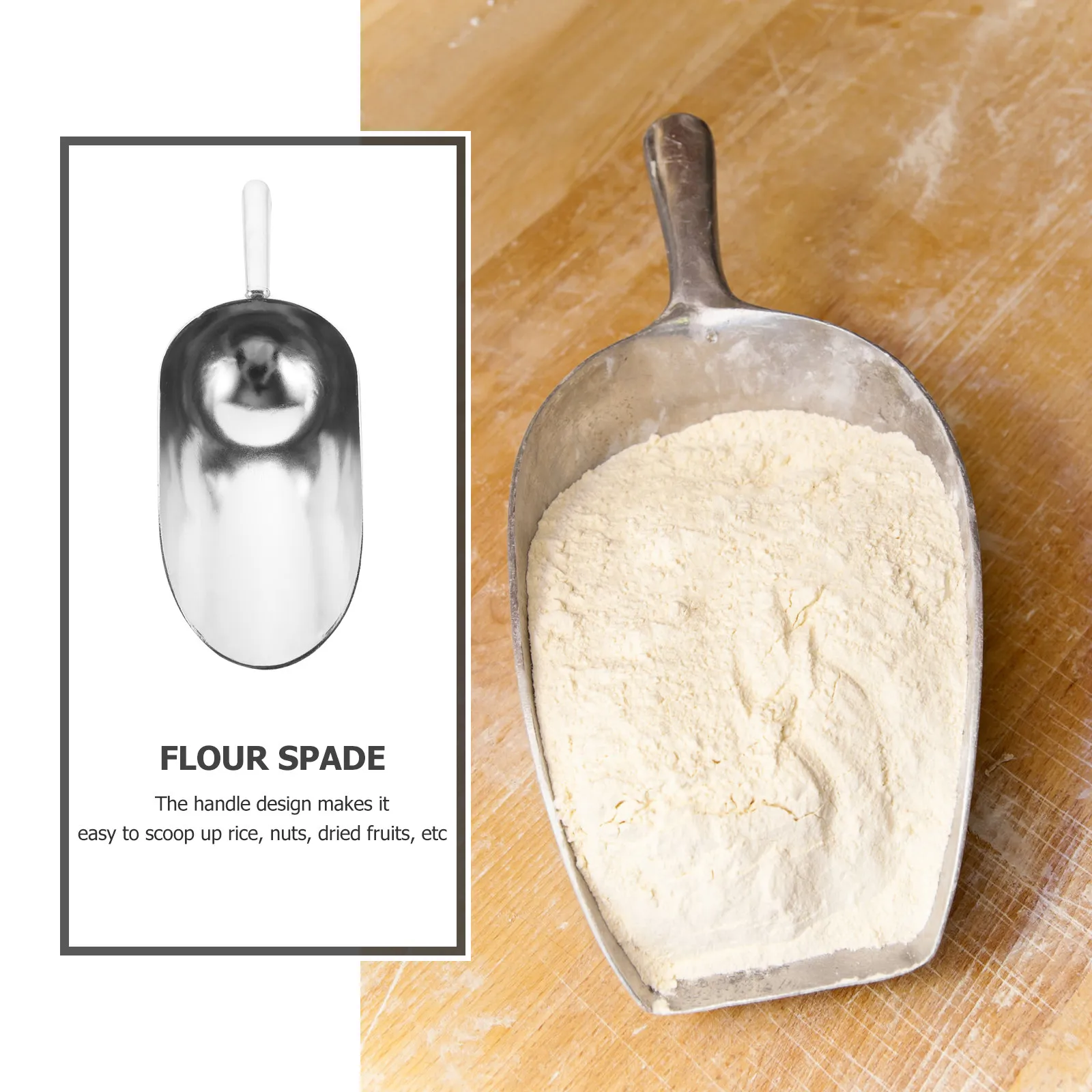 1Pcs Zinc Alloy Food Shovel Heavy Duty Multipurpose Scoop Ideal for Rice Dried Fruit Ice Flour Tea Ergonomic Comfort Grip Rust view 3