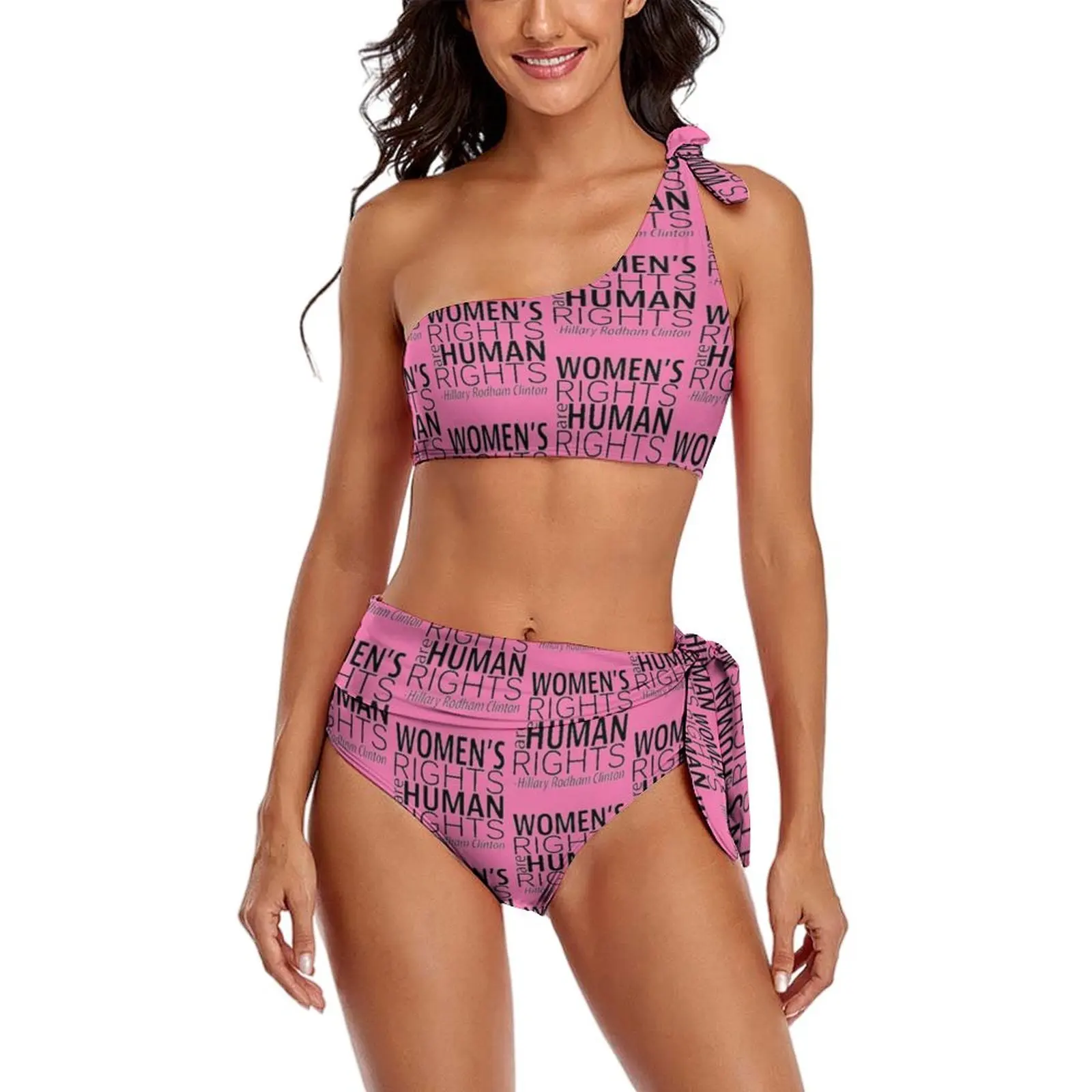 

Womens Rights Bikini Set Letter Print Bikini Swimsuit Sexy High Waist Stylish Swimwear Sport Two-Piece Feminine Bikinis