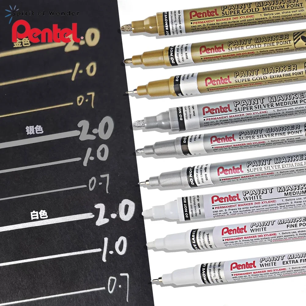 

5 шт., японский маркер Pentel, металлическая ручка для ретуши, цветной ремонт для автомобилей, маркер для шин, водонепроницаемые, устойчивые к выцветанию, художественные канцелярские принадлежности