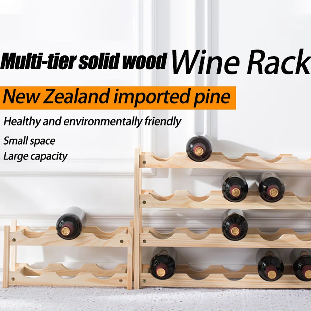 2/3 Tiers Wood Wine Rack Counter Top Storage Shelf Standing Wooden for Kitchen Pantry Bar Decoration Holders Wine Accessories