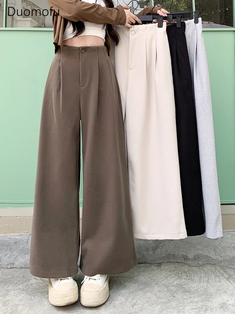 

Duomofu New Autumn Winter Thickened Casual Wide Legged Pants for Women's Clothing Super Loose Slimming High Waist Versatile Pant