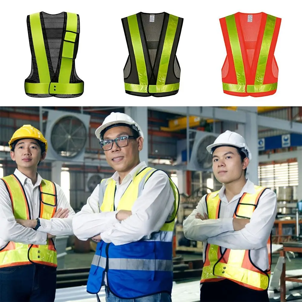 V Shape Reflective Vest Lattice Reflective Straps Mesh Fabric Warning Clothing Luminous Grenn Black Orange Work Safety Jacket