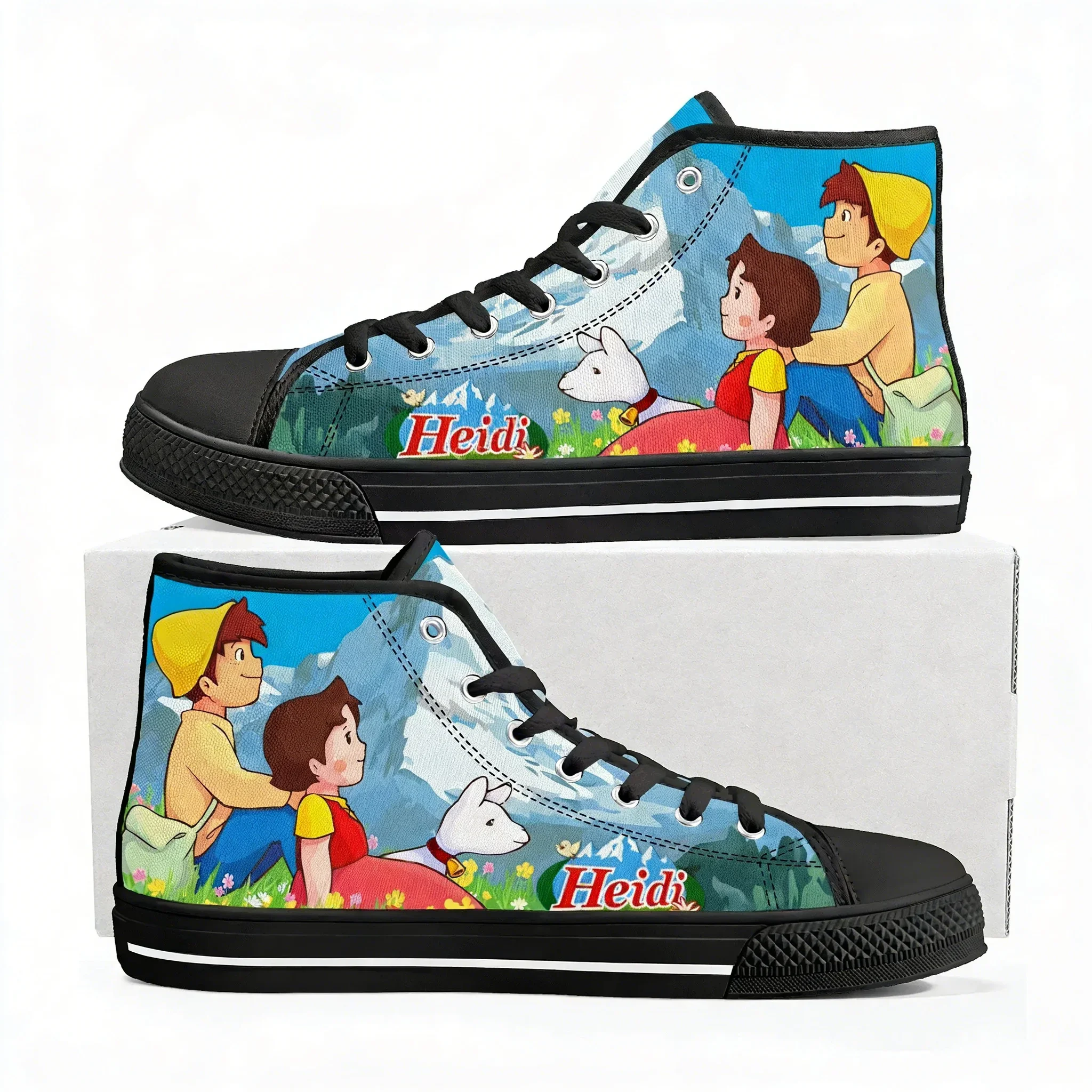 A Girl Of The Alps High Top Sneakers Men Women Heidi High Quality Canvas Sneaker Anime Cartoon Casual Custom Made Shoes