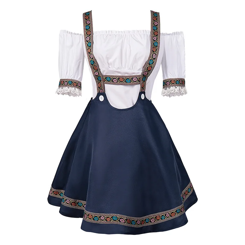 Lady Carnival Bavarian Oktoberfest Costume Top And Sling Skirt Clubwear Waitress Maid Cosplay Halloween Fancy Party Dress