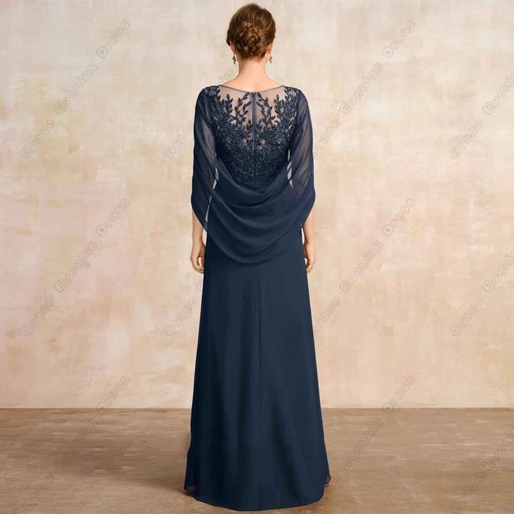 Sccop Strand Chiffon Avondjurken Voor Vrouwen 2023 Eenvoudige Galajurken Met Kanten Vloerlengte Vestido De Noche Zomer