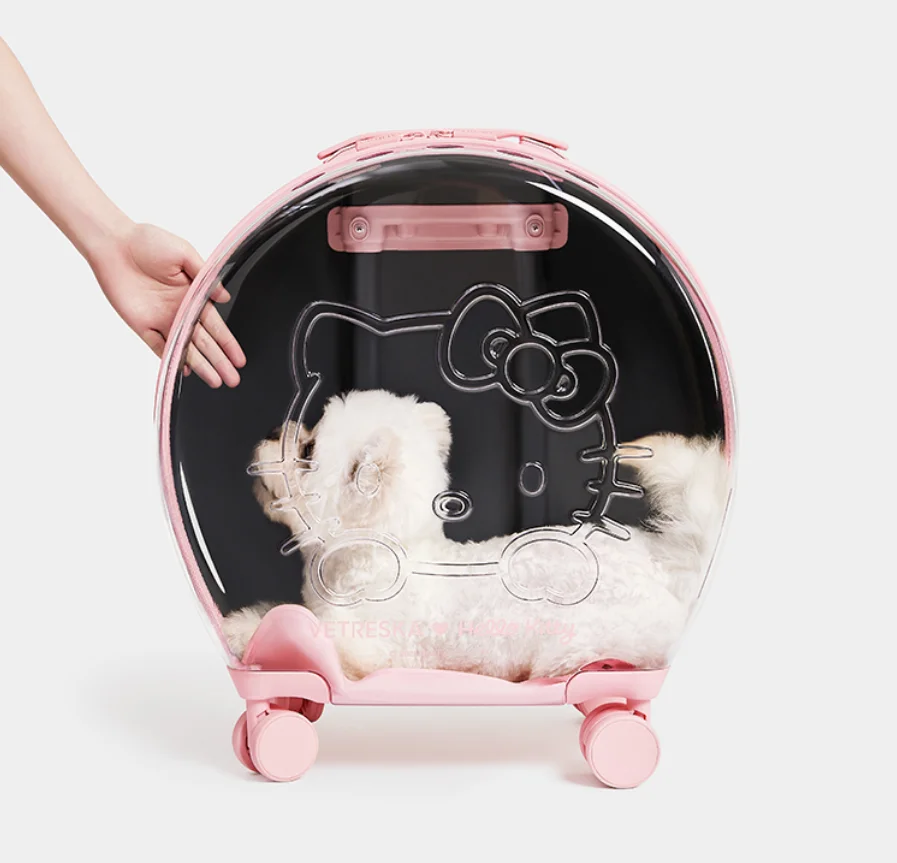 

New Style Pink Carrier Bag For Puppy Cat Lightweight Transparent Pet Trolley Case Outdoor Travel Breathable Pets Carrier