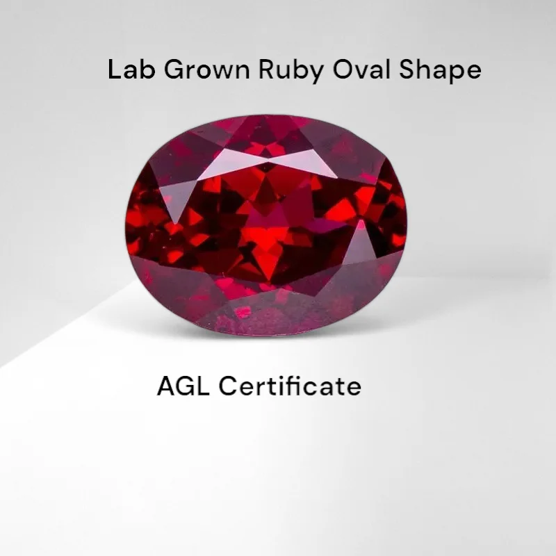 

Lab Grown Ruby Oval Shape Pigeon Blood Red Color Hand-cut Gemstones For DIY Jewelry Materials Selectable AGL Certificate