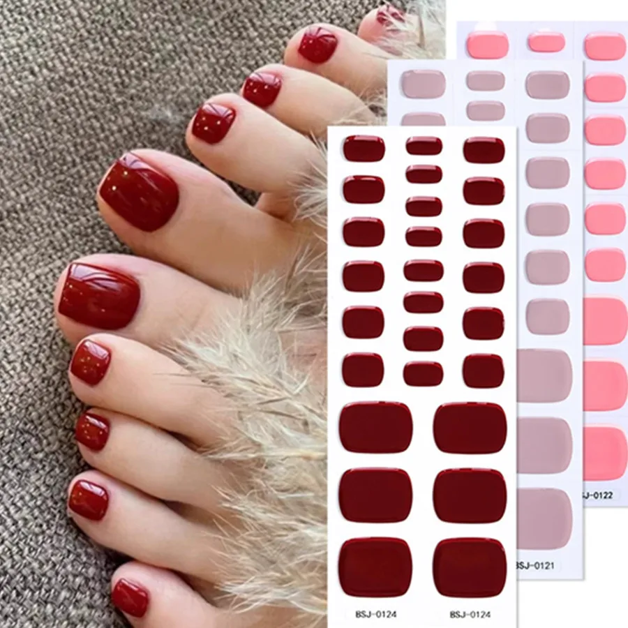 Halbgehärtete Gel-Nagelaufkleber für Zehen, Aushärtung mit UV-Lampe, Koreanische Semi-Cured Fuß-Gel-Nagelkunst-Sticker