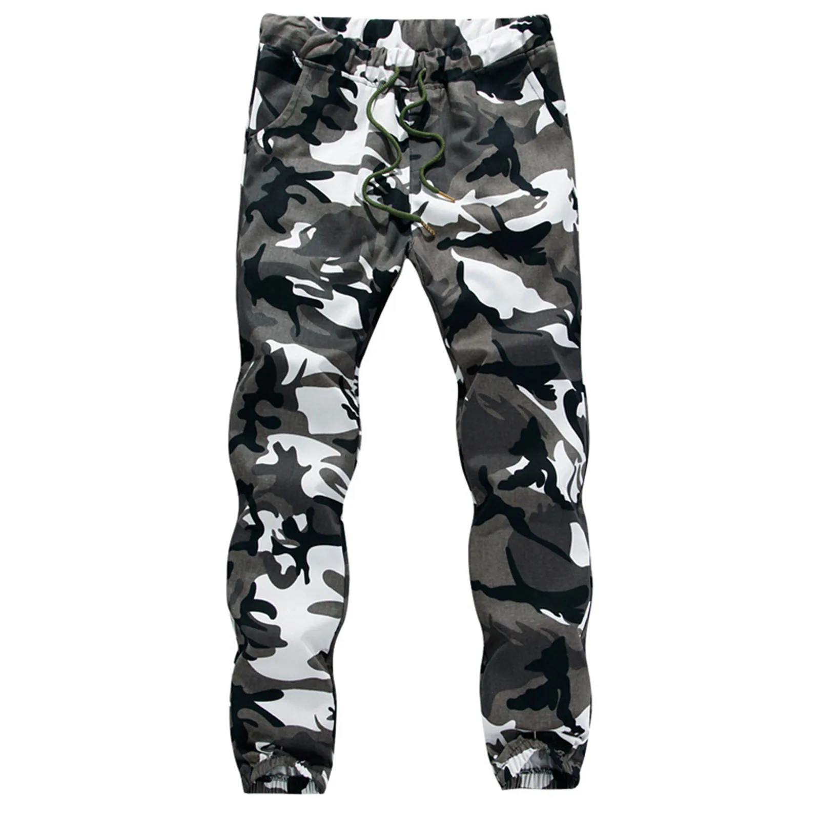 Men's Tethered Tie Pants Autumn Fashion Feet Trousers Casual Printed Men's pants Memory Foam