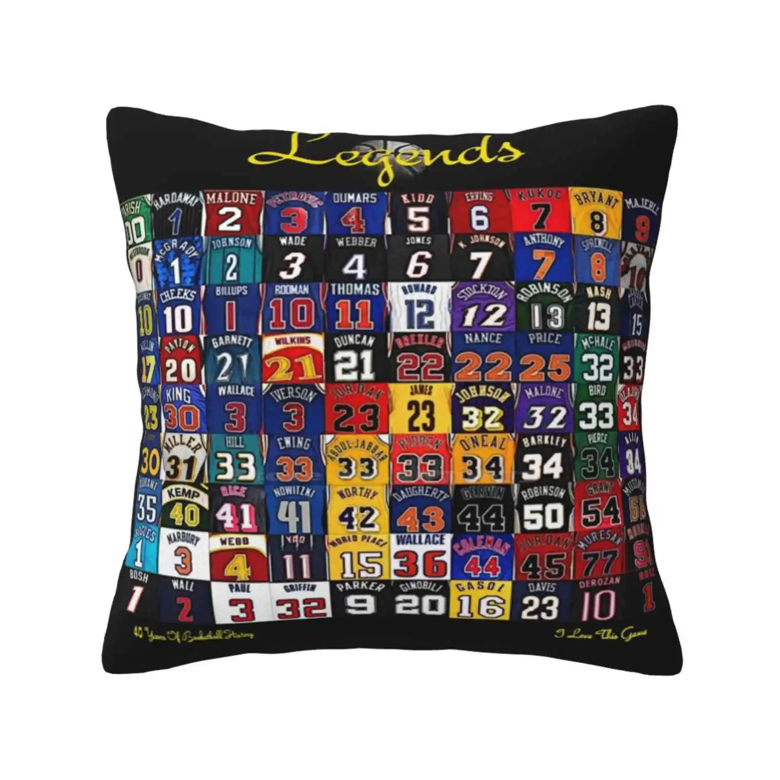 Basketball Legends Throw Cushion Pillow Cover Legends Basketball Magic Bird Curry Mourning Grant Sprewell Kukoc Mugsy Johnson