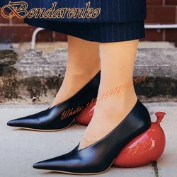 Balloon Heel Pumps Pointy Toe Shallow Slip On Women Dress Shoes Strange High Heels Solid Spring Autumn Party Designer Pumps New