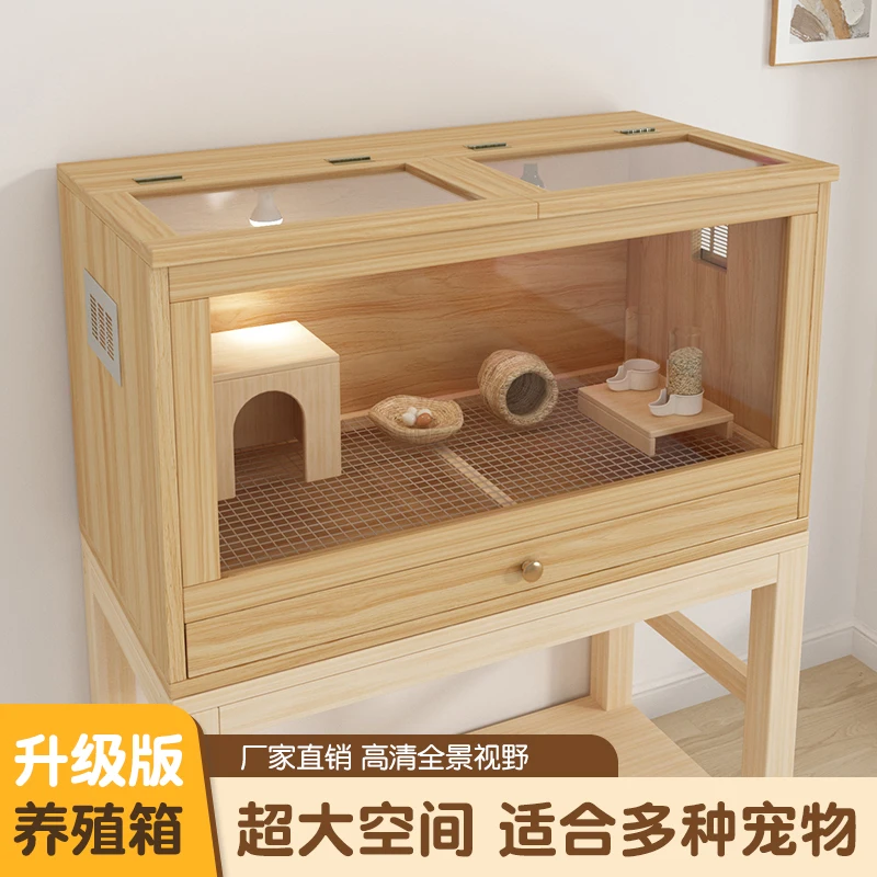 

Ruding Xuanfeng Chicken Feeding Box With Bamboo Toilet Panoramic Sunroof Hamster Cage Chicken Nest Breeding Pet Box