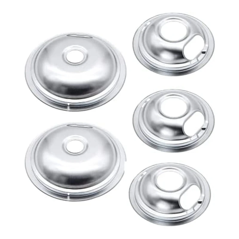 Drip Pan Kit Silver Stove Drip Pans Universal Chrome Burner Drip Bowls Replacement For Kitchen Aid Range W10196405 & W10196406