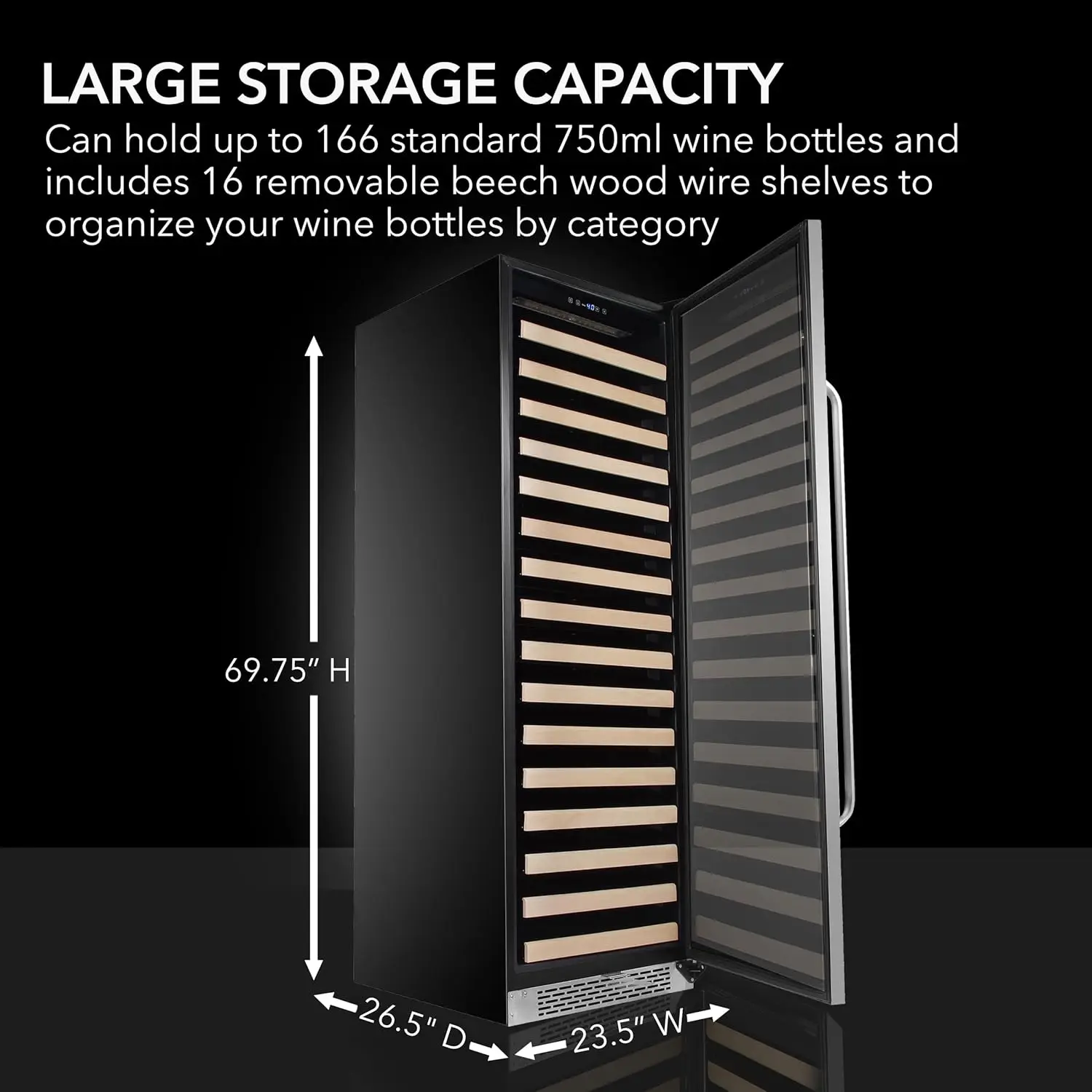 Built-in or Freestanding Stainless Steel Dual Zone Compressor Large Capacity Wine Refrigerator Rack for O