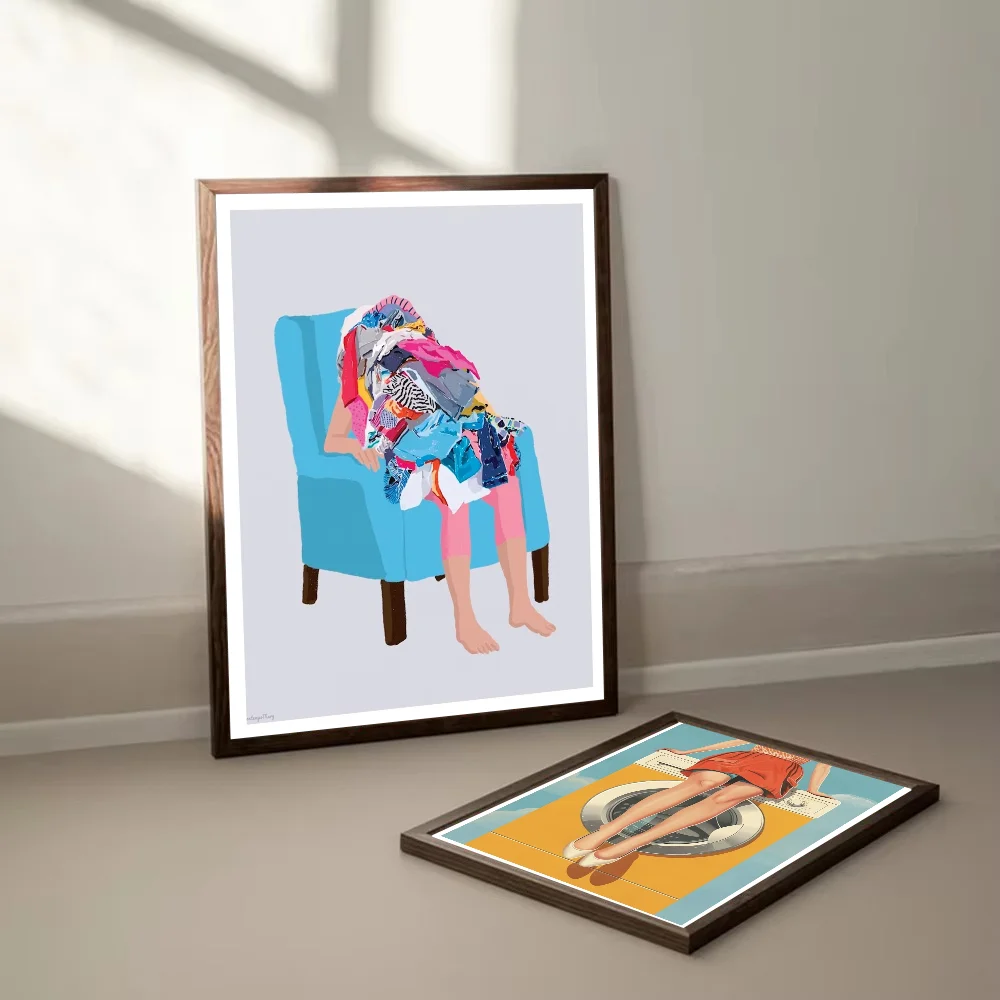 Laundry Day Art Poster Self-adhesive Art Waterproof Paper Sticker Coffee House Bar Room Wall Decor