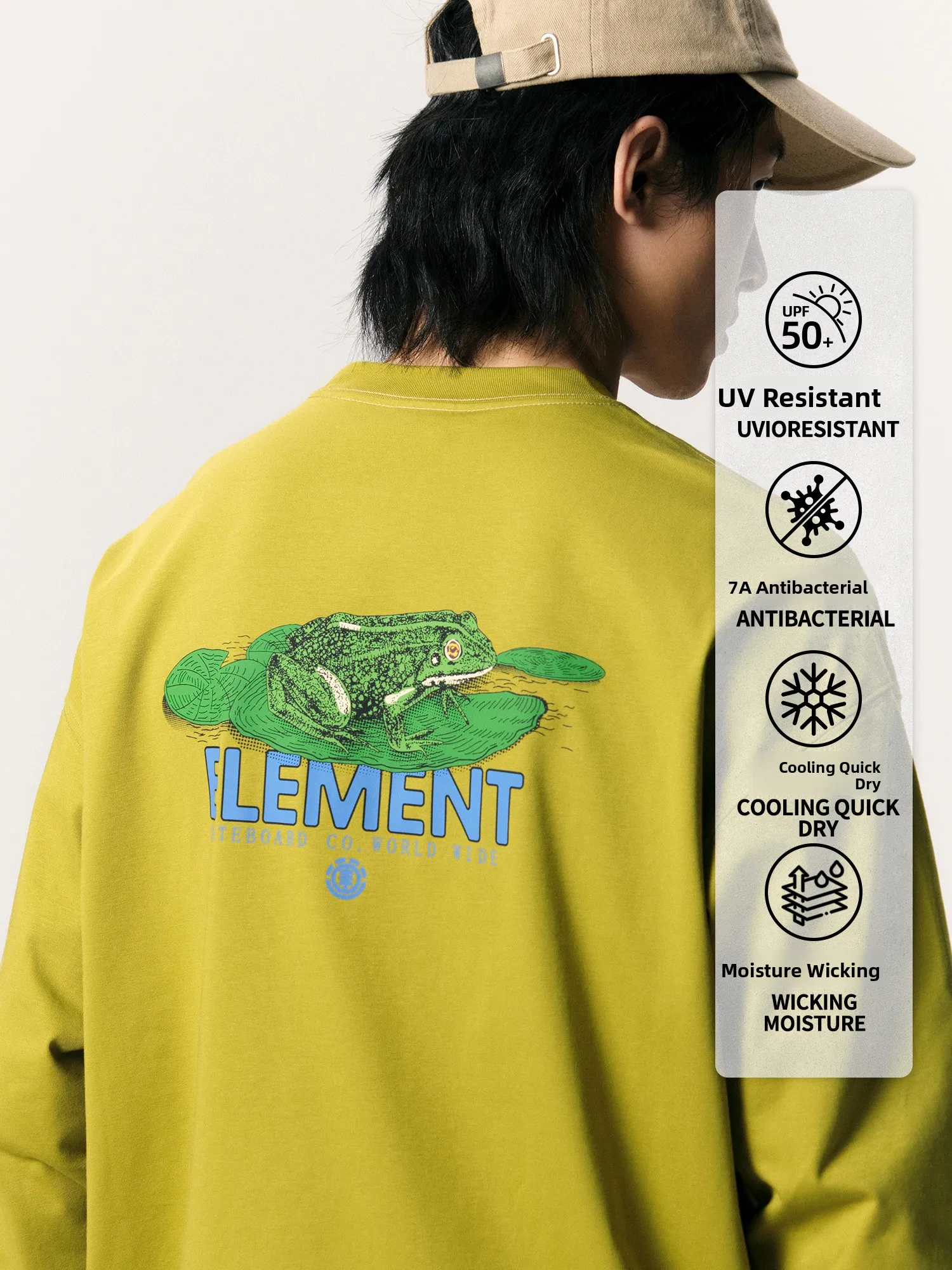 

Мужская футболка Element Brand с длинным рукавом, спортивная, быстросохнущая, из смесового хлопка и полиэстера, с круглым вырезом и принтом, для повседневной носки