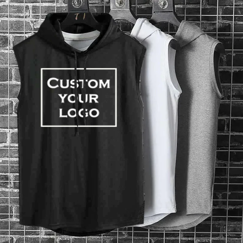 

Mens Sleeveless Hoodies Fashion Casual Hooded Sweatshirt Men bodybuilding tank top sporting Shirt waistcoat vest gym