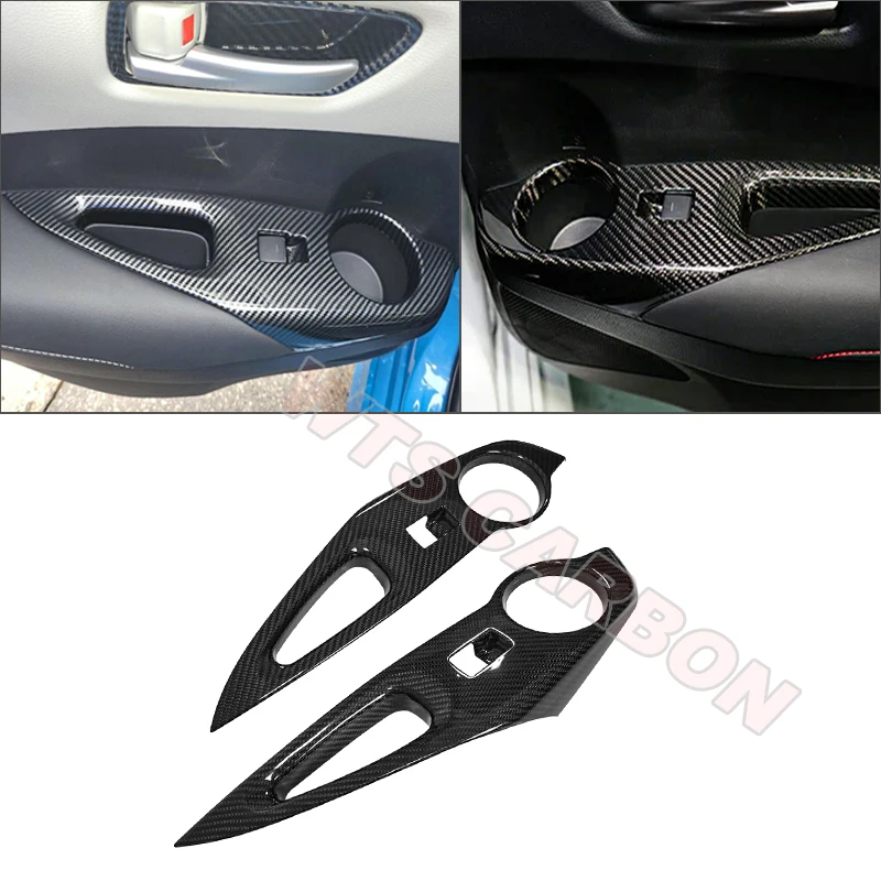 For Toyota GR Corolla 2023-2025 Real Dry Carbon Interior Rear Door Window Lift Panel Trim Cover Car Accessories