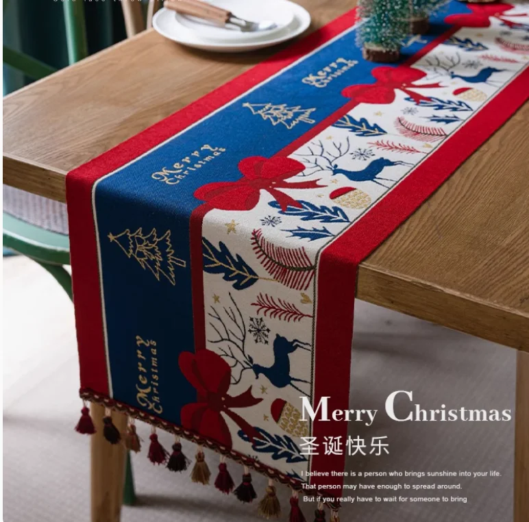 New Year Dec, table flags, Christmas atmosphere, light luxury, high-end American coffee table dinner Mat Cover
