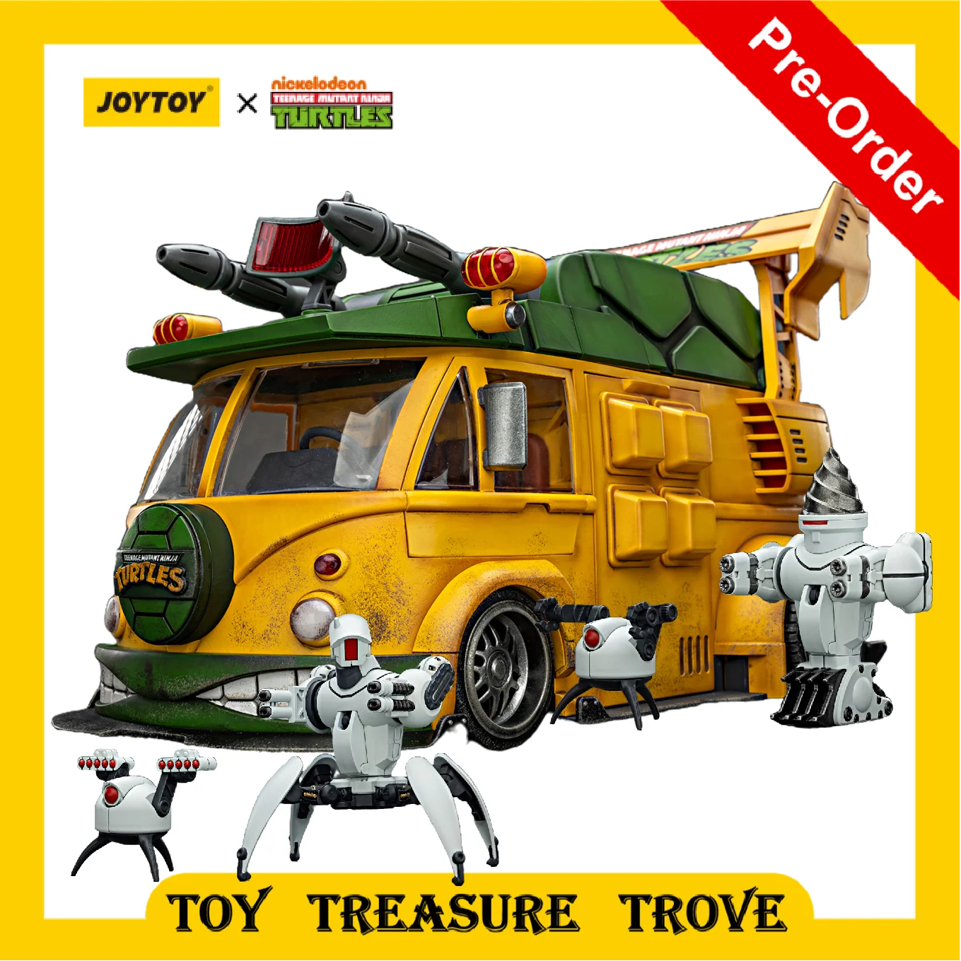 [Pre Order] JOYTOY 1/18 Action Figure TMNT Turtle Van & TMNT Roadkill Rodney ABC Anime Model Toy