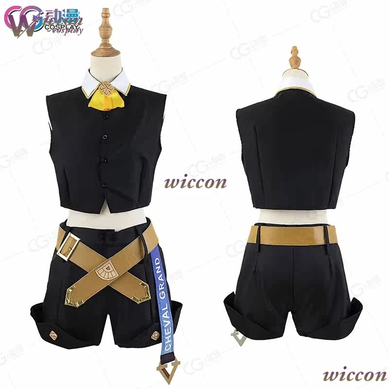 Cheval Grand Uma Musume Pretty Derby Cosplay Costume Navy Light Blue Jacket Starry Cape Horse Ears Tail Wig Halloween Suit - view 4