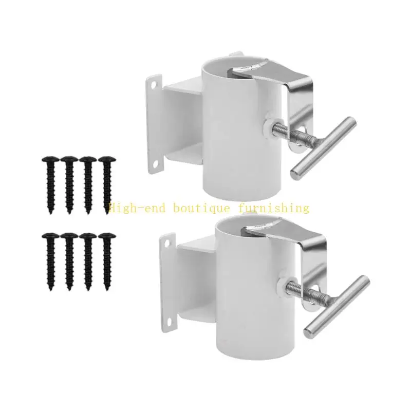 L9NB Balcony Shade Railing Holder Pair with Round Sleeve Mount and Screw Hardware for Outdoor Deck Side Placement Use