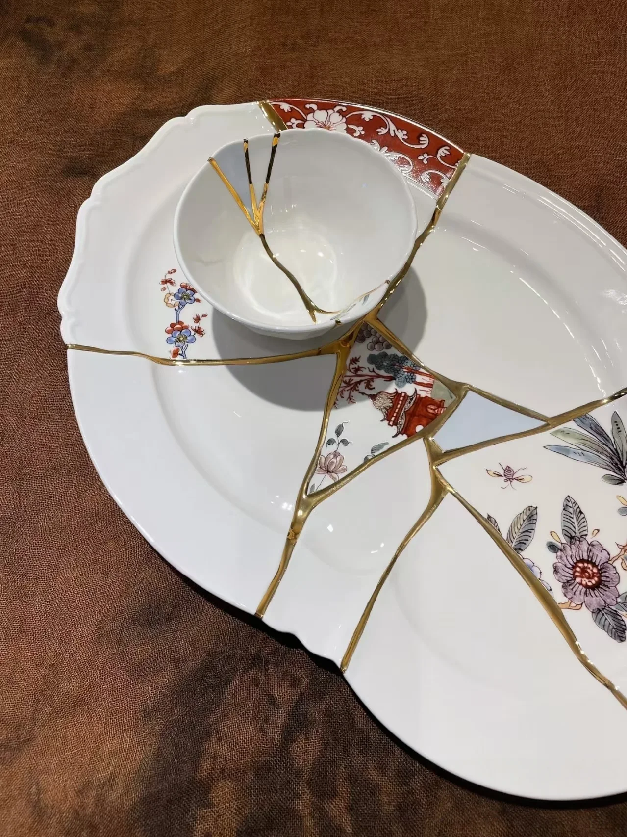 

Selie Gold Repair Series Large Fi Plate White Porcelain Display Plate Chinese Sle Painting And Calliaphy Decorative Plate