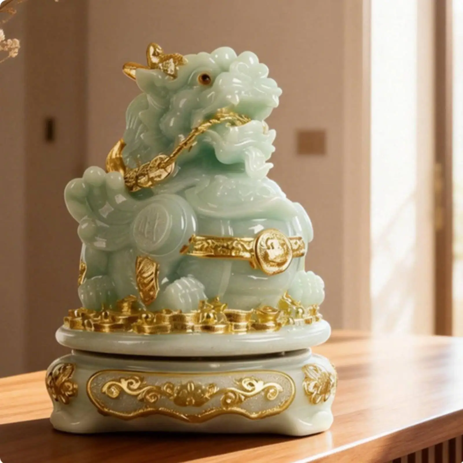 Pixiu Figurine Intricate Feng Shui Animal Statue Luxury Decorative Statuette for Shop Opening Decor