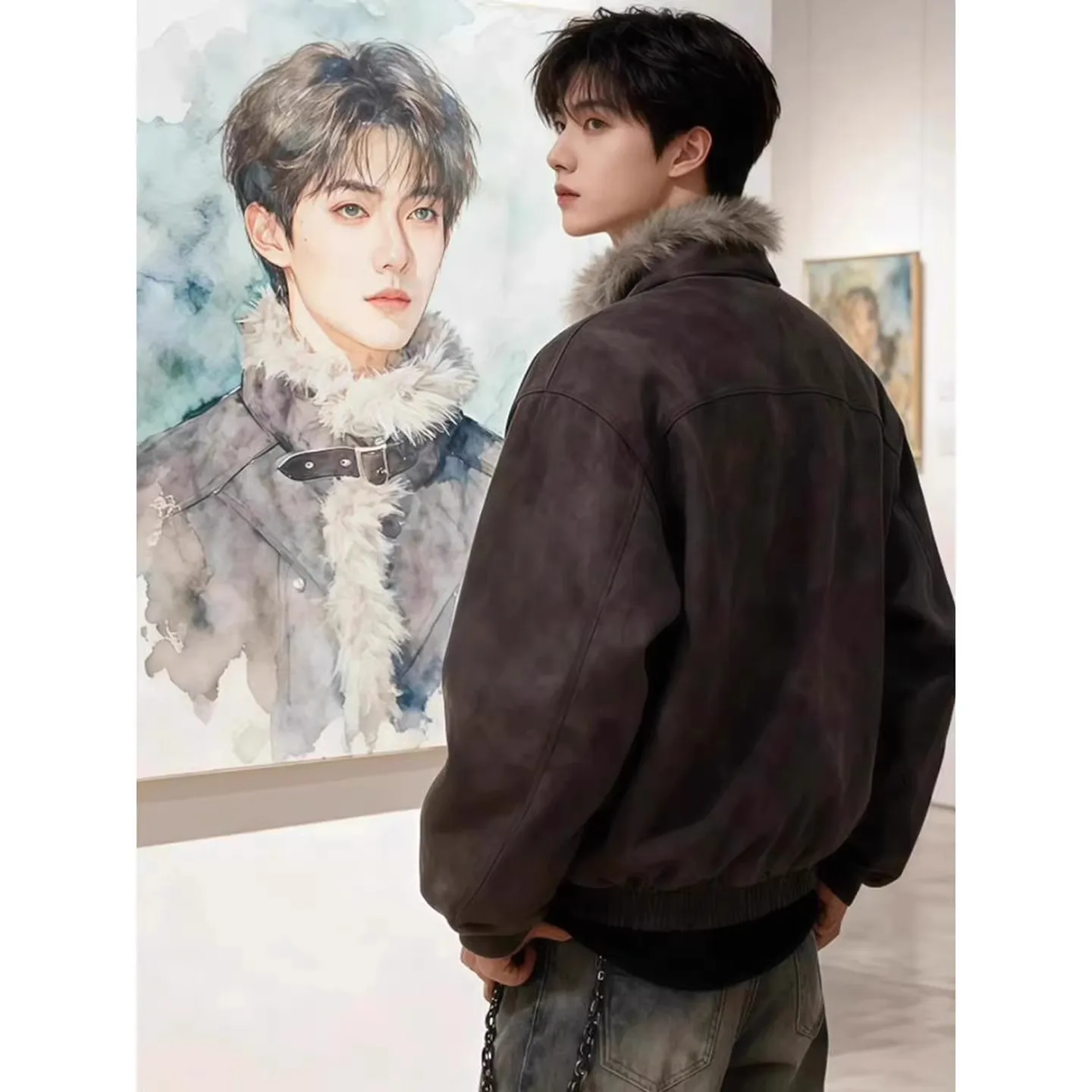 Winter Fashion Men Black Grey Red Solid Color Long Sleeve Stand Collar Simple Basic Casual Trendy Daily Parkas Male Coats Tops