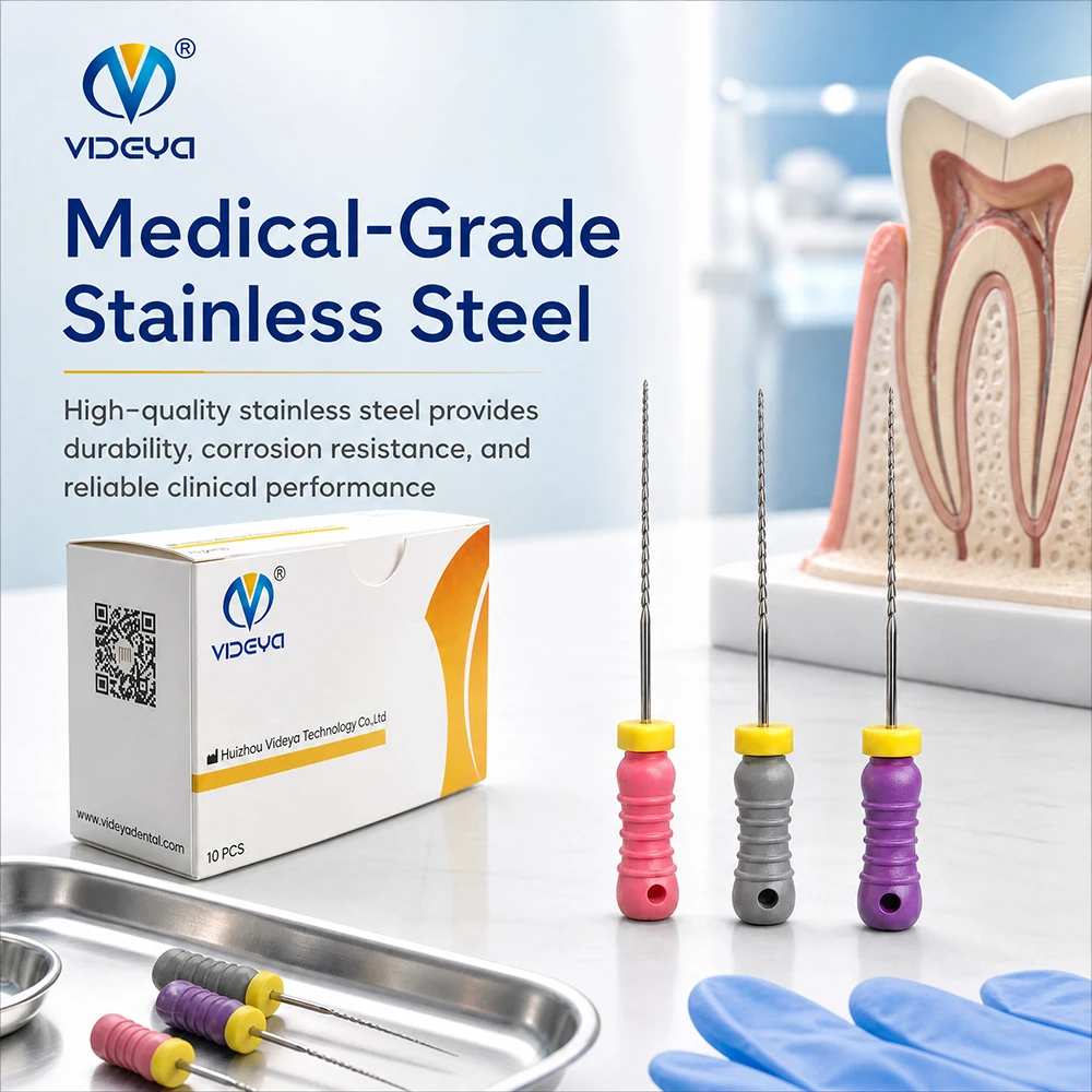 Dental H Files Endodontic Hand Files Stainless Steel Hedstrom Root Canal Instruments for Manual Canal Preparation 21mm 25mm 31mm