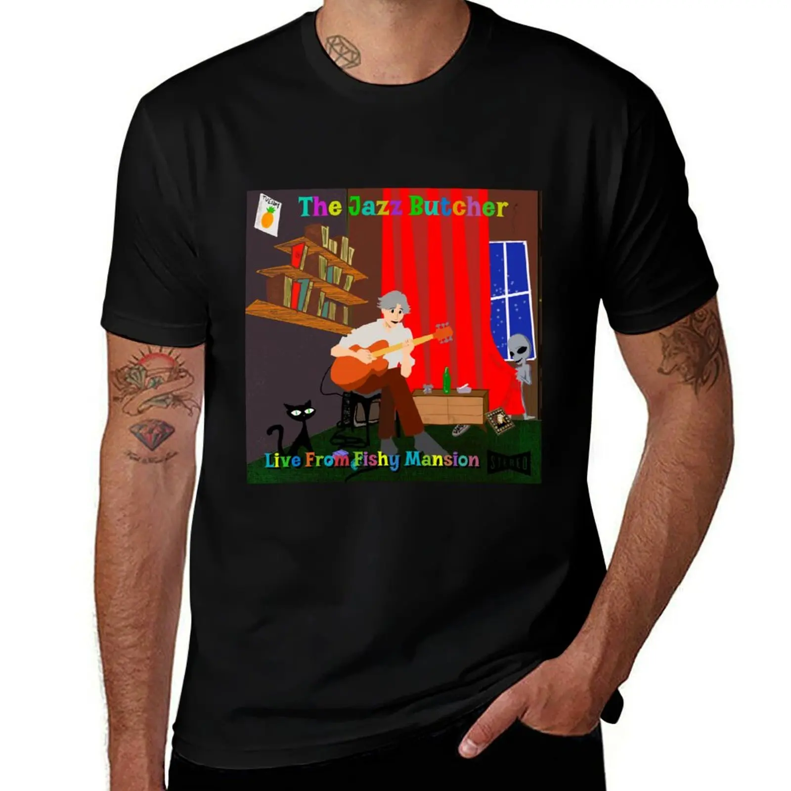 Jazz Butcher Live from Fishy Mansion T-Shirt Modern Print Casual T-Shirt