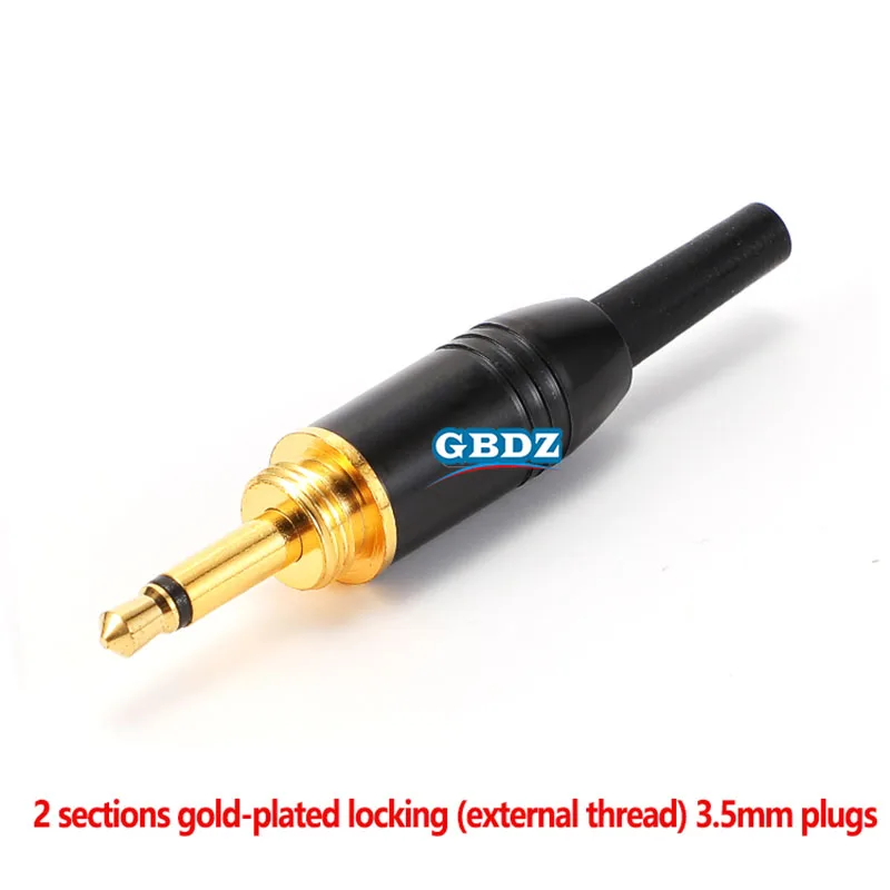 3.5mm  2/3/4 Section TS Mono Gold Plated Locking Audio Connector Adapter Plug for Wireless Bodypack Transmitter