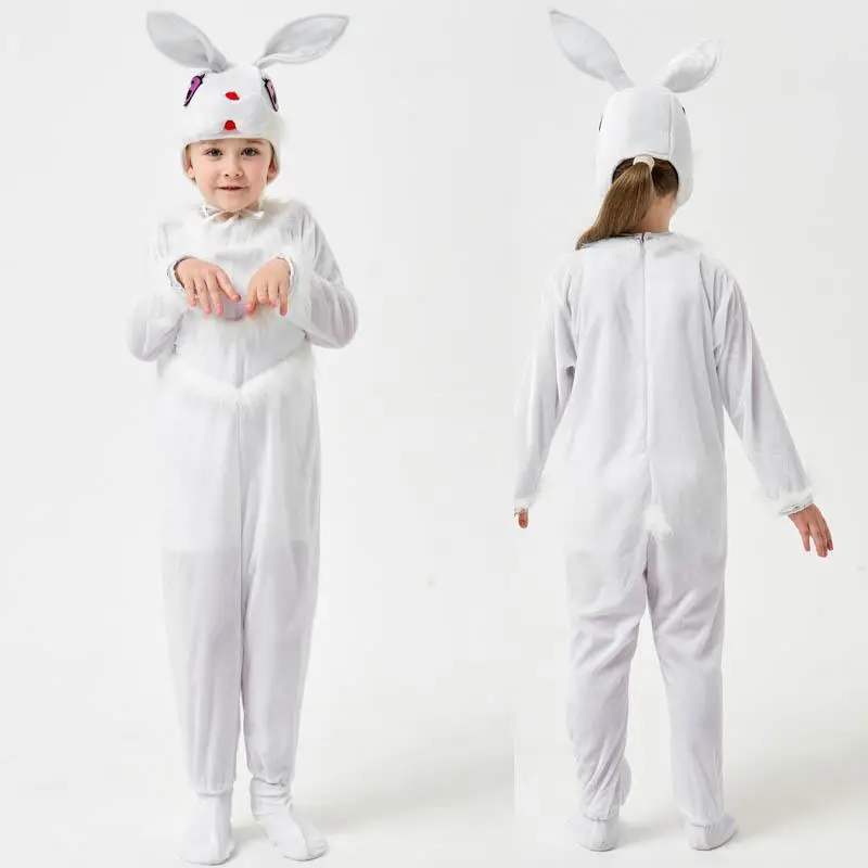 زي أطفال جديد للهالوين على شكل حيوانات، بدلة أداء على شكل أرنب وردي، تصميم كرتوني، زي أرنب أبيض صغير