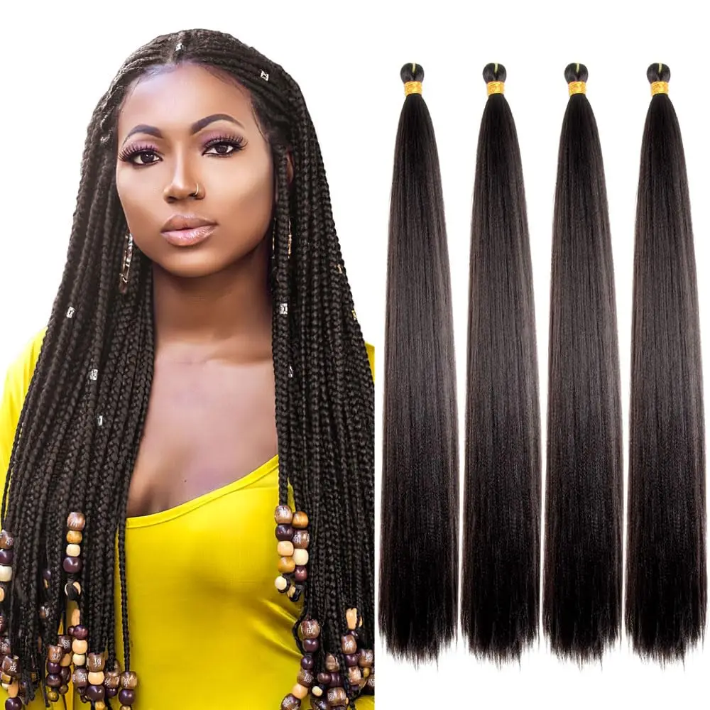 

Synthetic Yaki Texture Extension for Women Kinky Straight Crochet Hair Bundles 22 Inch Bone Straight Braiding Hair Pre-Stretched