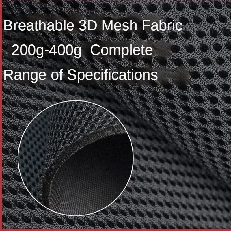 3D Mesh Fabric By The Meter for Sewing Chair Shoes Bag Extra Thicken Breathable Elastic Air Net Cloth Black White Dense Bottom