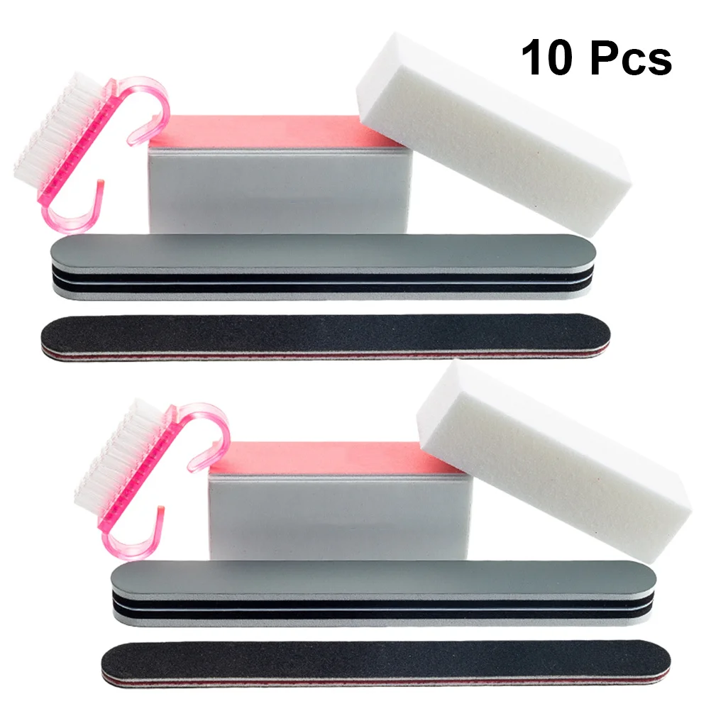 1Set Nagelfeile Polierpuffer Professionelles Maniküre-Werkzeug Schleifstab Nagelstaubentferner für Acryl Uv Gel Nägel