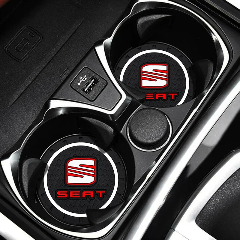 2Pcs Car Coaster Water Cup Holder Badge Mat accessori interni per Seat Leon cupra 5f mk2 mk3 Ibiza 6l 6f 6j Altea Mk1 Arona