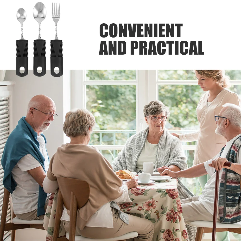 

6Pcs Weighted Adaptive Utensils Anti-Shake Tableware for Elderly Disabled Adults Bendable Utensils Portable Elderly Cutlery
