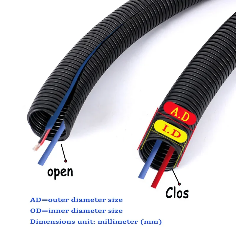 5 メートル PP プラスチック波形パイププラスチックソフトケーシング絶縁難燃性保護ケーブルワイヤーハーネスアクセサリー
