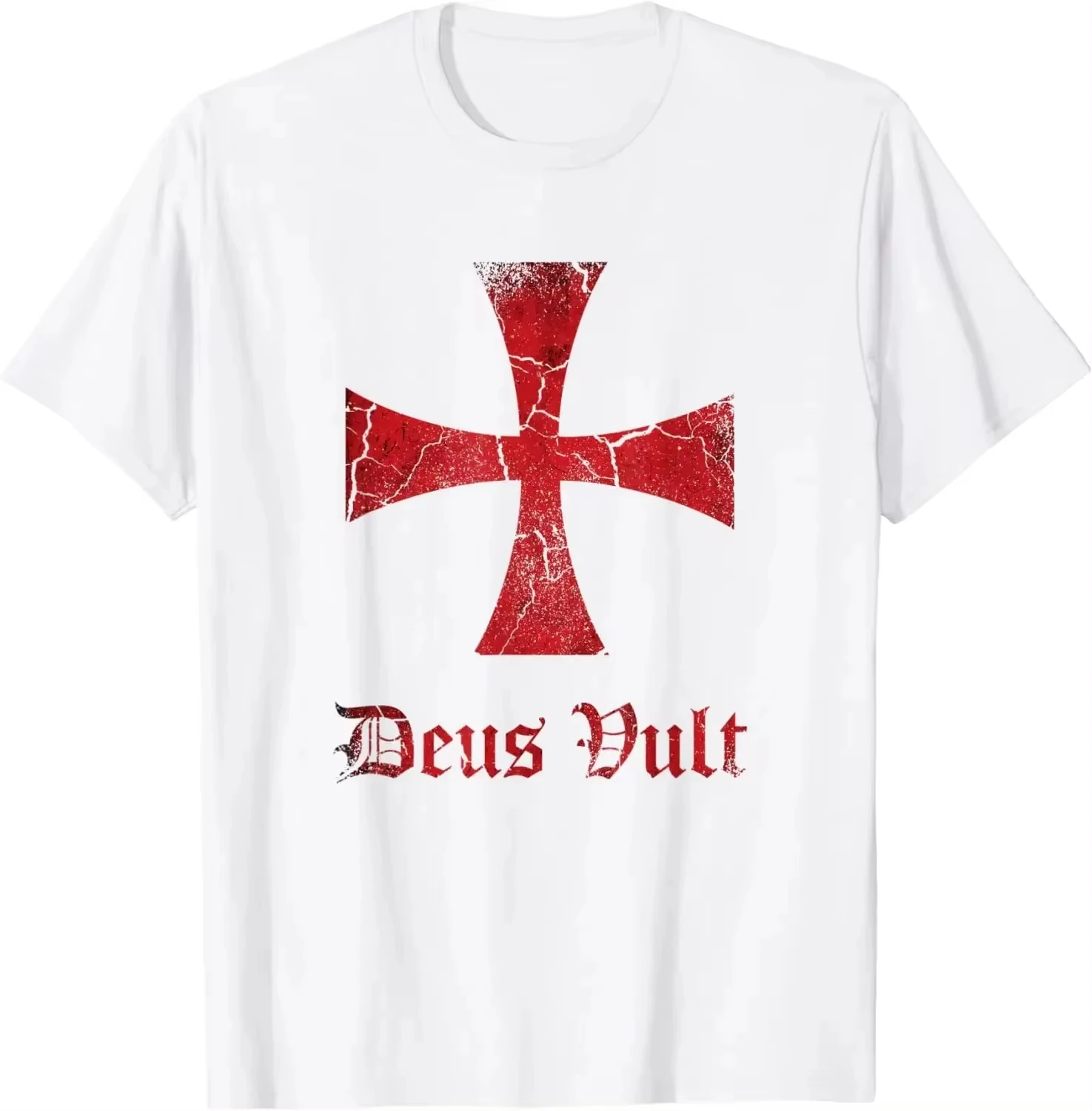 2024 Deus Vault Knight Templar Cross Printed T-shirt Everyday Loose Fashion Comfortable Unisex Short Sleeve Casual Crusader Top