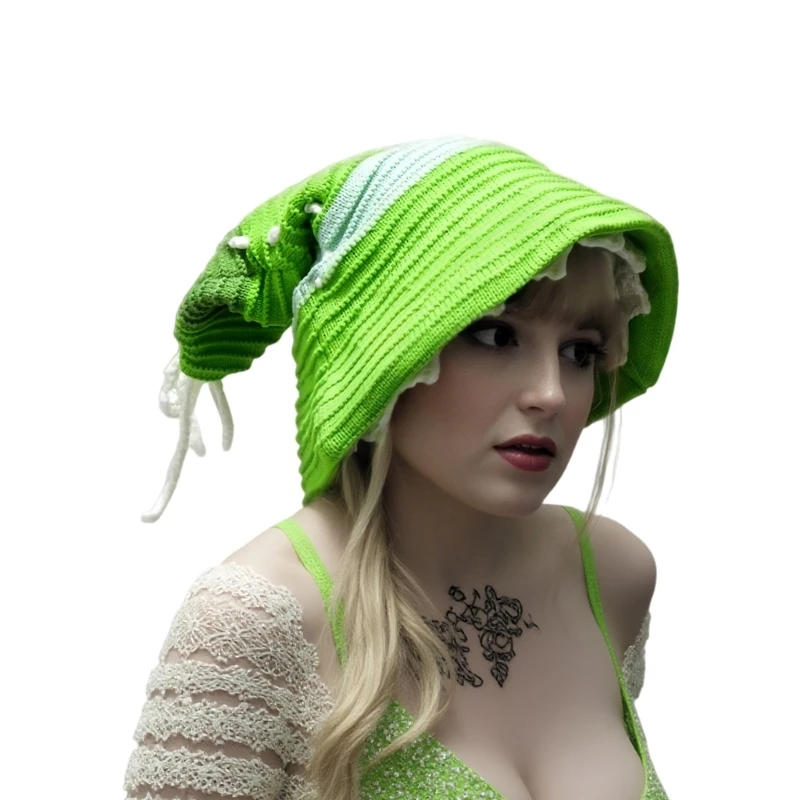 Knit Witch Hat Pointed Hat for Halloween Parties Masquerade Event Headwear